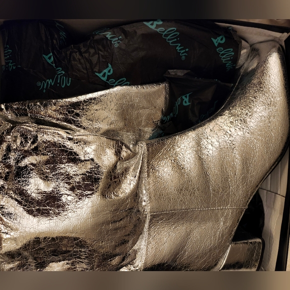 BELLINI REMI WOMEN KNEE HIGH BOOTS SILVER METALLIC CRINKLE 13 NIB - Picture 7 of 10